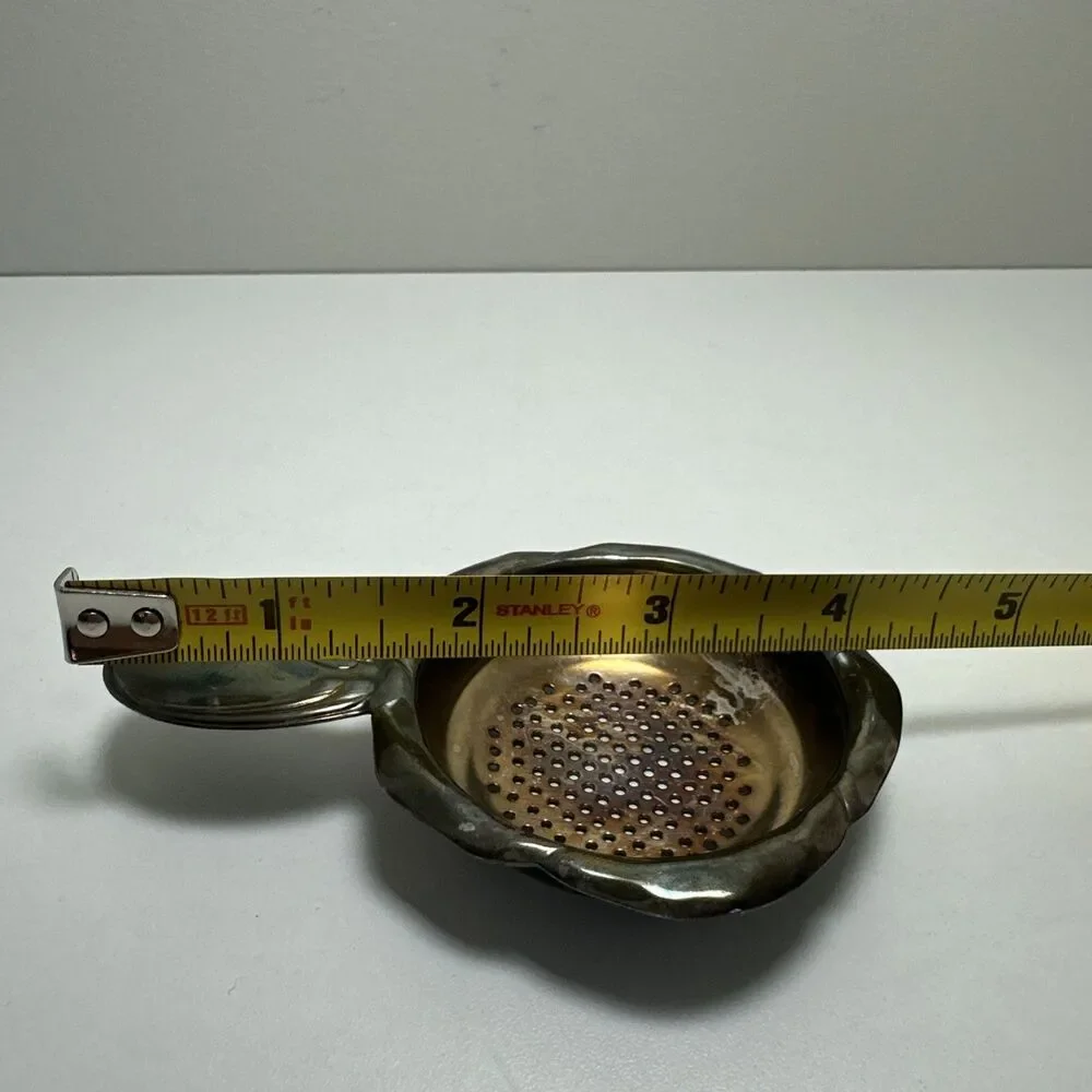 Vintage Silverplate Tea Strainer Handled Tea Leaf Strainer Scalloped Rim